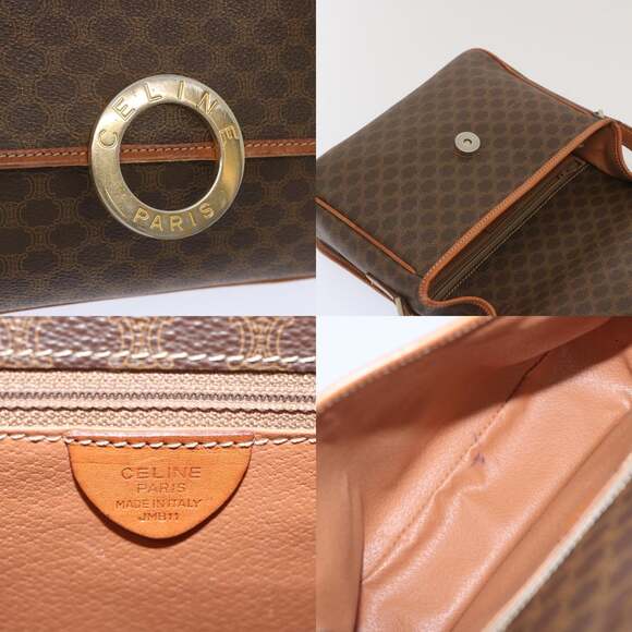 CELINE Macadam Canvas Shoulder Bag Pvc Leather Brown - Picture 11 of 12